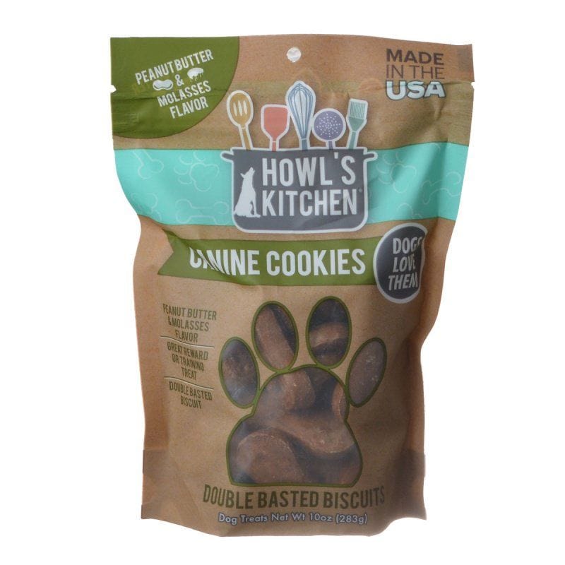 Howl's Kitchen Dog 10 oz Howl's Kitchen Canine Cookies Double Basted Biscuits - Peanut Butter & Molasses Flavor