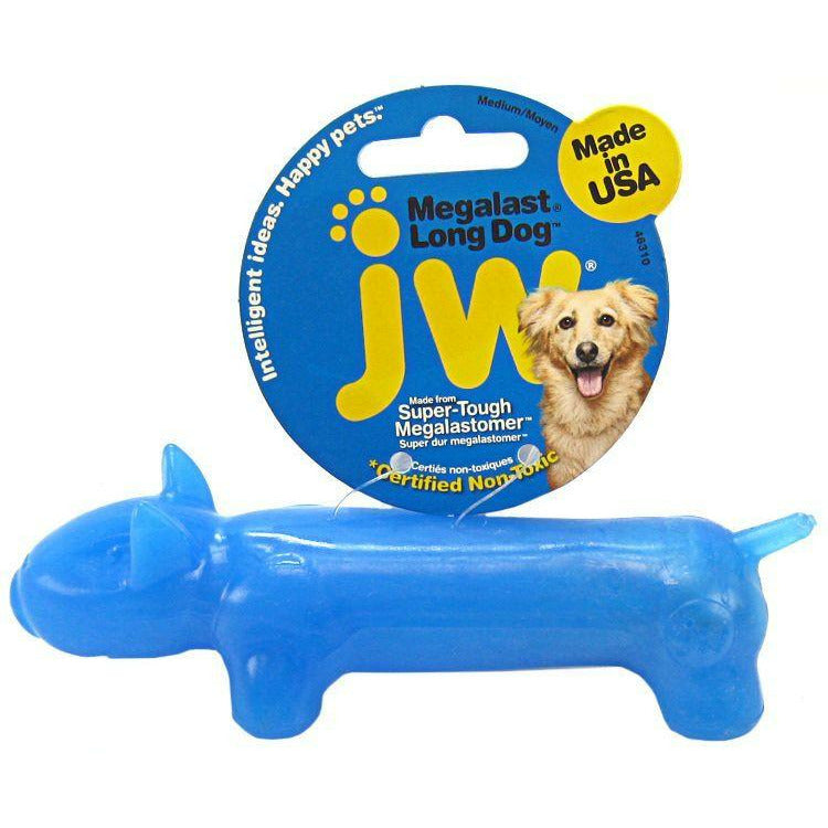 JW Pet Dog Medium - 6.5" Long JW Pet Megalast Rubber Dog Toy - Long Dog