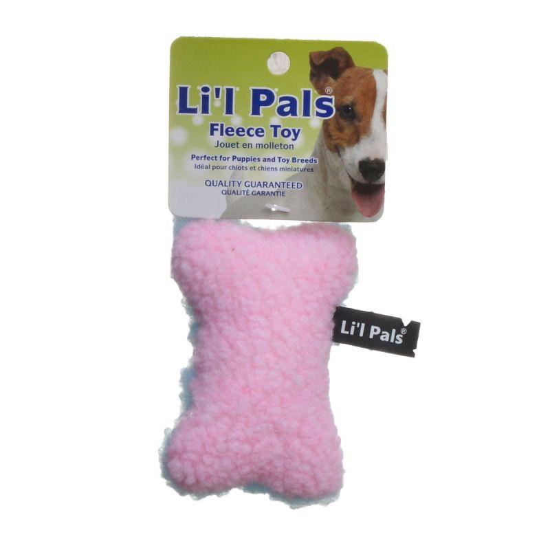 Li'l Pals Dog Plush Pink Dog Bone Toy Li'l Pals Fleece Bone Toy for Dogs & Puppies