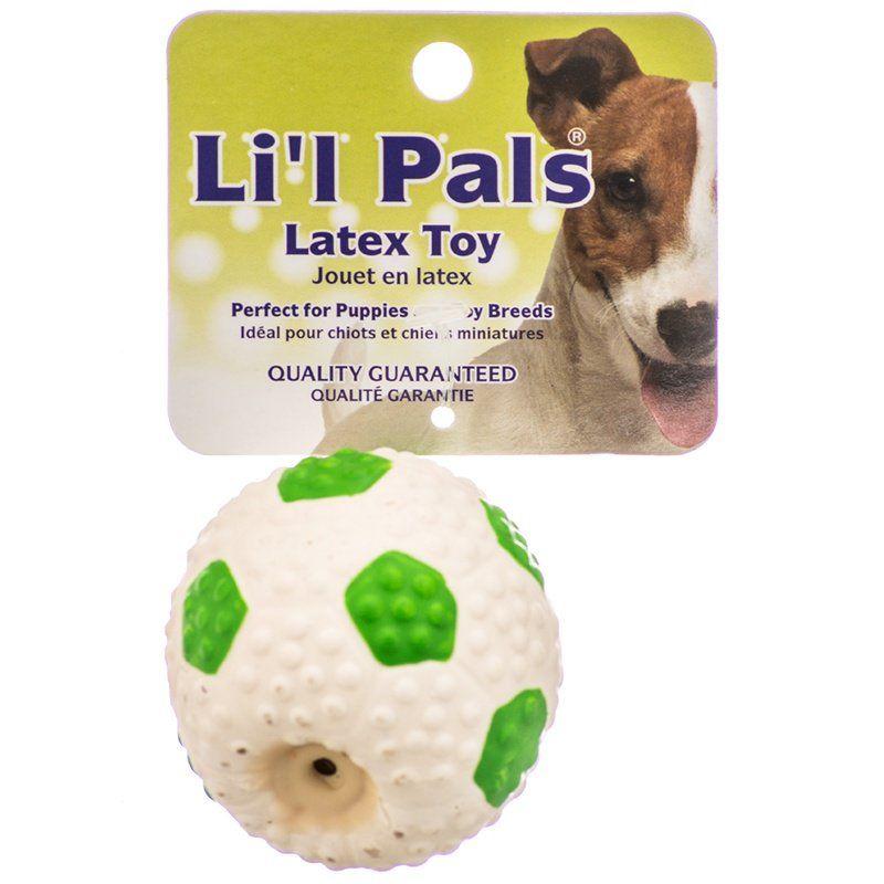 Li'l Pals Dog 2" Diameter Lil Pals Latex Mini Soccer Ball for Dogs - Green & White