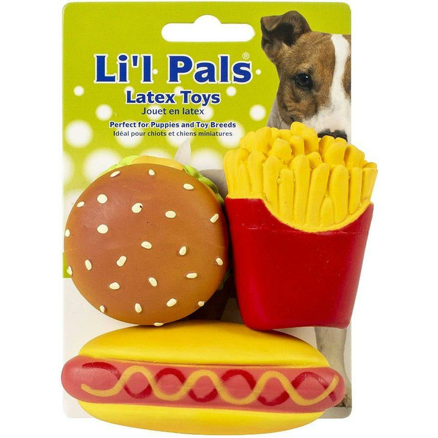 Li'l Pals Dog 1 count Lil Pals Lil Pals Latex Hamburger, Fries, and Hotdog Dog Toys