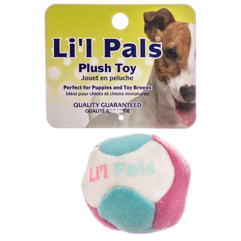 Li'l Pals Dog 1.5" Diameter Lil Pals Multi Colored Plush Ball with Bell for Dogs