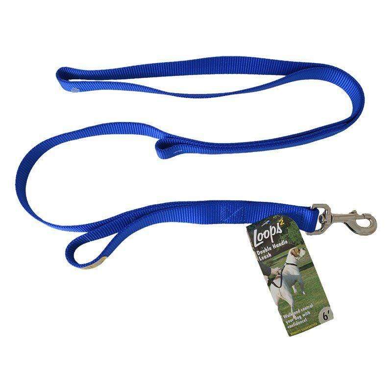 Coastal Pet Dog 6" Long x 1" Wide Loops 2 Double Nylon Handle Leash - Blue