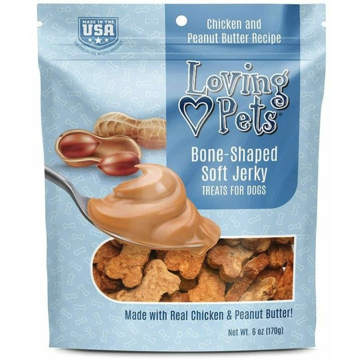 Loving Pets Dog 6 oz Loving Pets Bone-Shaped Soft Jerky Treats Peanut Butter