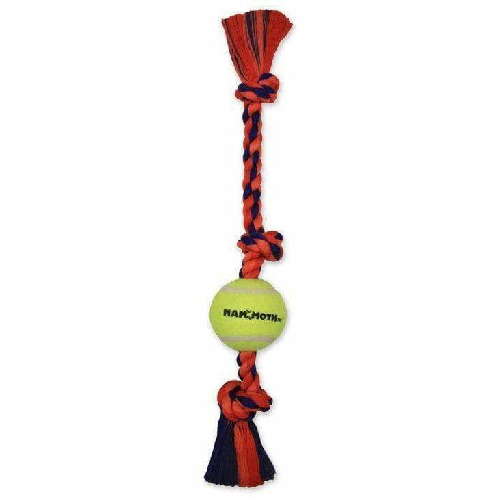 Mammoth Dog 1 count Mammoth Flossy Chews Color 3-Knot Tug with Tennis Ball 20" Medium