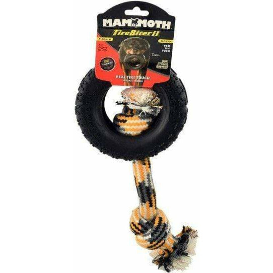 Mammoth Dog 1 count (5"D) Mammoth Tirebiter II Dog Toy with Rope Medium