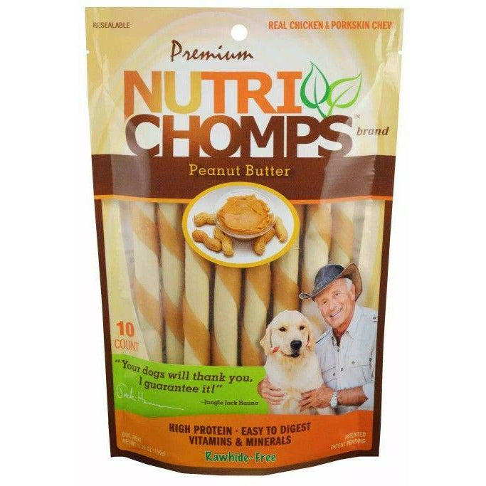 Nutri Chomps Dog 10 count Nutri Chomps Mini Twist Dog Treat Peanut Butter Flavor