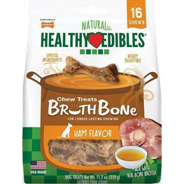 Nylabone Dog Nylabone Natural Healthy Edibles Broth Bone Chew Treats - Ham Flavor - Small