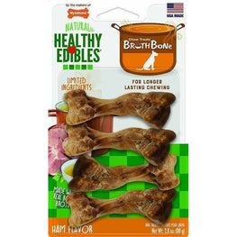 Nylabone Dog Nylabone Natural Healthy Edibles Broth Bone Chew Treats - Ham Flavor - Small