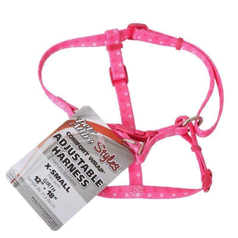 Coastal Pet Dog Fits 12"-18" Girth - (3/8" Straps) Pet Attire Styles Polka Dot Pink Comfort Wrap Adjustable Dog Harness