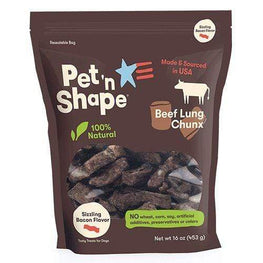 Pet 'n Shape Dog 1 lb Bag Pet 'n Shape Natural Beef Lung Chunx Dog Treats - Sizzling Bacon Flavor