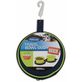Petmate Dog Small 1 count Petmate Silicone Travel Duo Bowl Green
