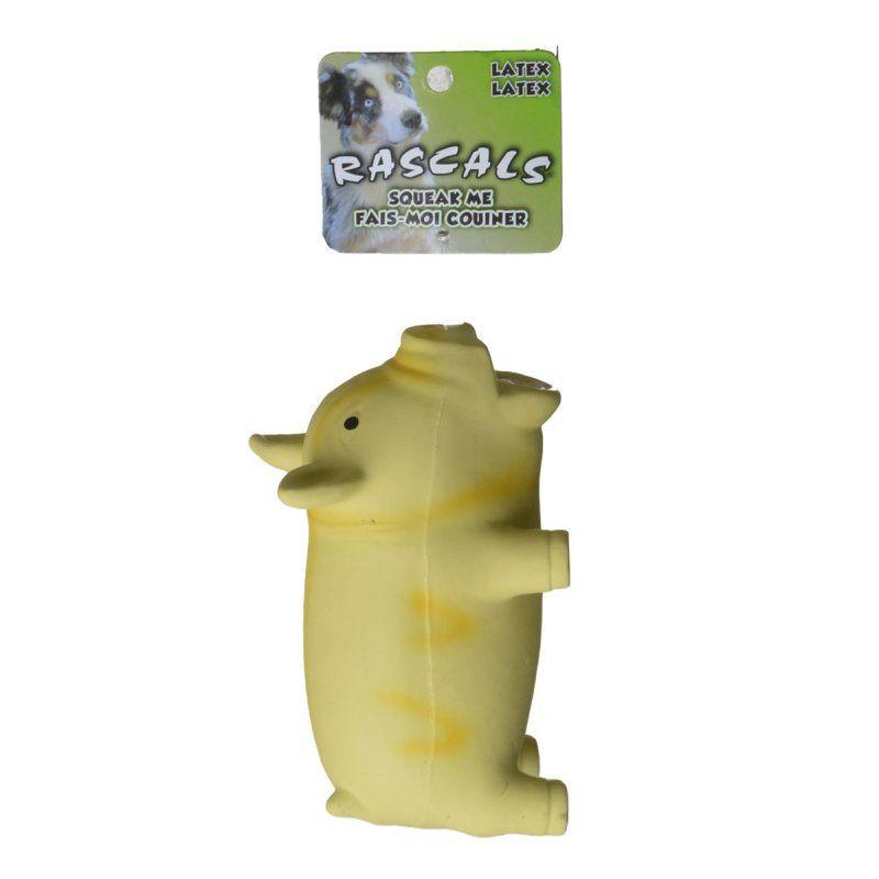 Coastal Pet Dog 6.25" Long Rascals Latex Grunting Pig Dog Toy - Yellow