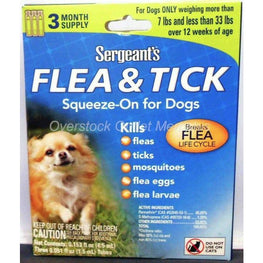 Sergeants Dog 3 count Sergeants Flea and Tick Squeeze-On Dog 33lb and Under