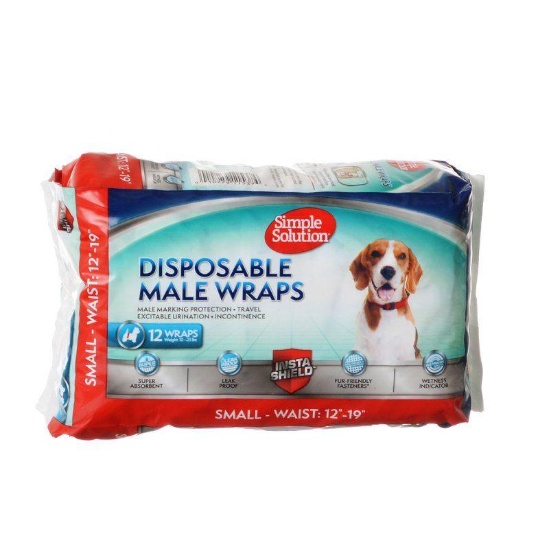 Simple Solution Dog 12 Count Simple Solution Disposable Male Wraps - Small