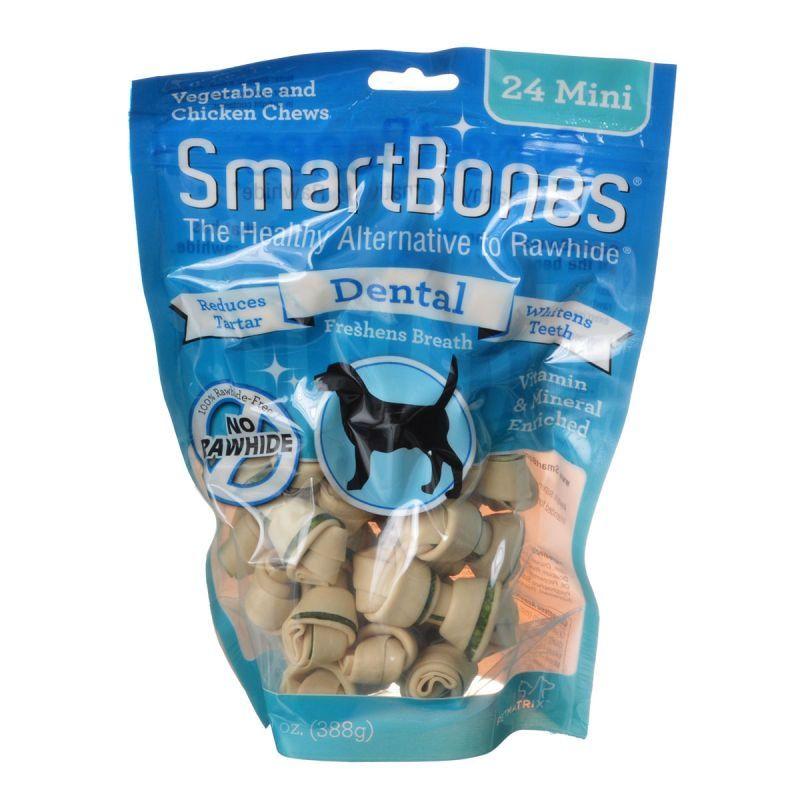 Smartbones Dog Mini - 2" Long - Dogs under 20 Lbs (24 Pack) SmartBones Dental Bones - Chicken & Vegetable Dog Chews