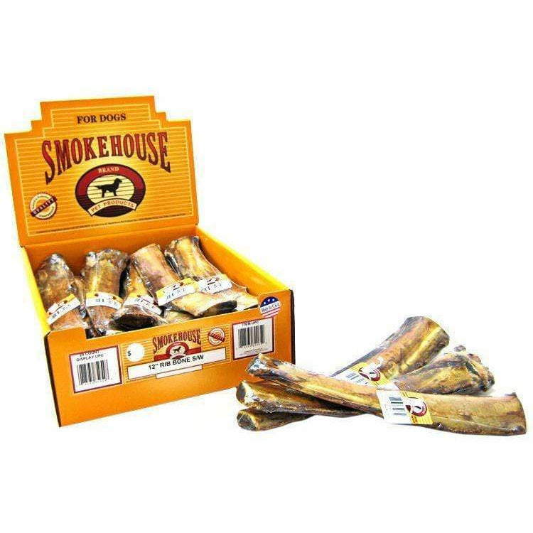 Smokehouse Dog 12" Long (24 Pack with Display Box) Smokehouse Treats Rib Bone
