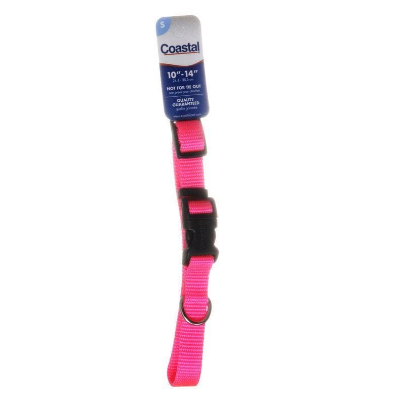 Tuff Collar Dog 10"-14" Long x 5/8" Wide Tuff Collar Nylon Adjustable Collar - Neon Pink