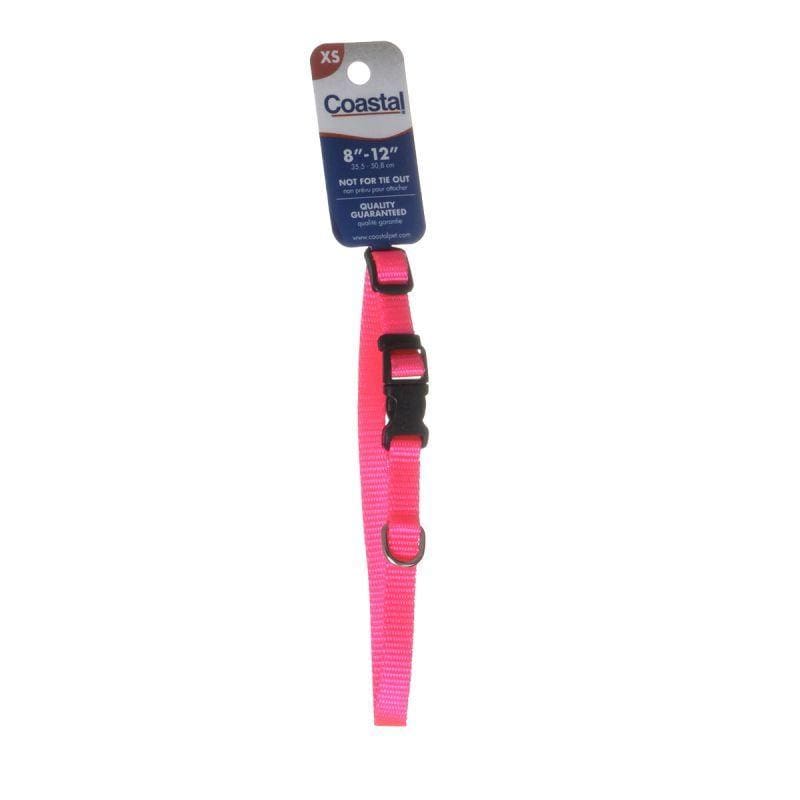 Tuff Collar Dog 8"-12" Long x 3/8" Wide Tuff Collar Nylon Adjustable Collar - Neon Pink