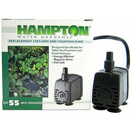 Hampton Water Gardens Pond 55 GPH with 6' Power Cord Hampton Water Gardens Replacement Statuary & Fountain Pump