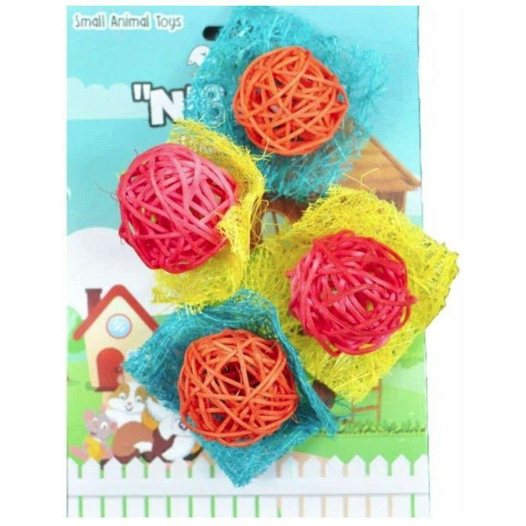 AE Cage Company Small Pet 4 count AE Cage Company Nibbles Bon Bon Loofah Chew Toys Assorted Colors