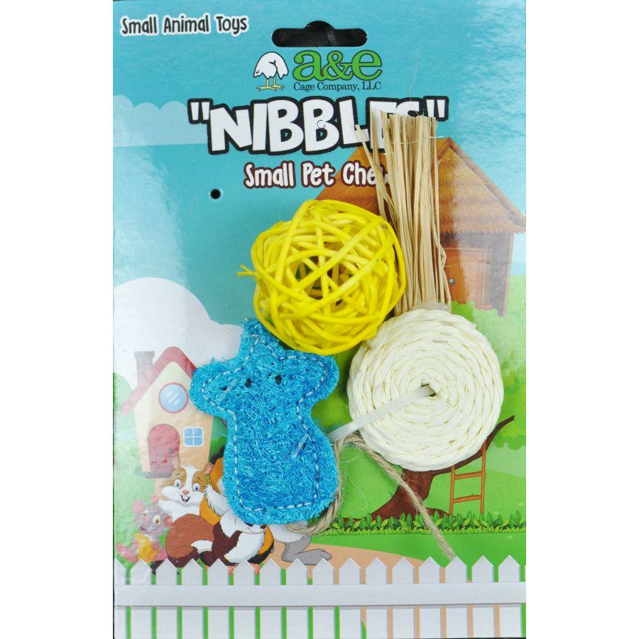 AE Cage Company Small Pet 3 count AE Cage Company Nibbles Lollipop and Assorted Loofah Chew Toys