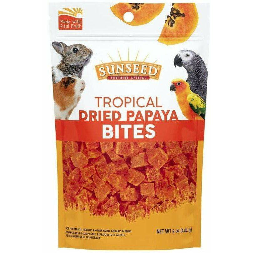 Sunseed Small Pet 5 oz Sunseed Tropical Dried Papaya Bites for Birds and Small Animals